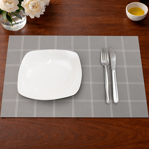 Individual de mesa Nautica Home 45x30cm gris a cuadros