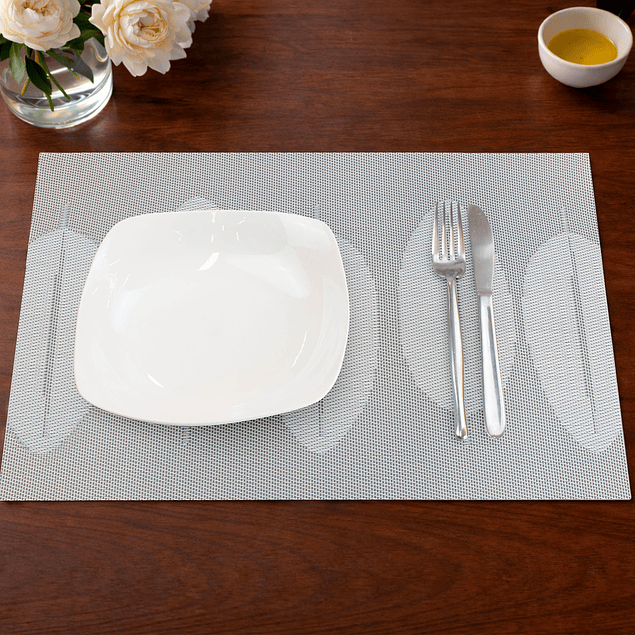 Individual de mesa Nautica Home 45x30cm reversible hojas blanco