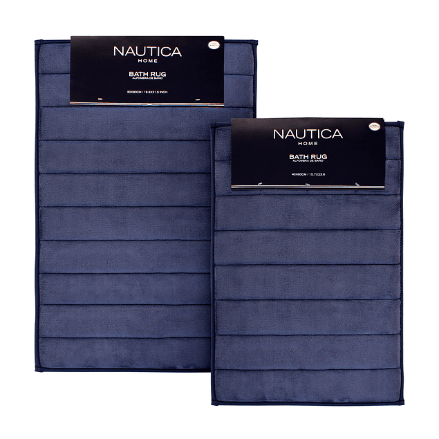 Pack 2 Alfombras de Baño ultra suave Nautica 40x60cm + 50x80cm azul