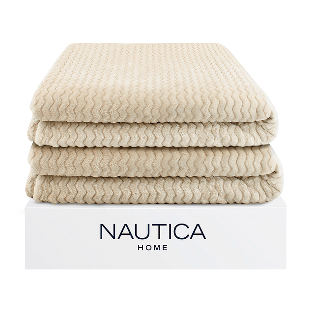 Pack 2 Mantas de Cama Nautica Home Jacquard Franela suave 127x178 cm