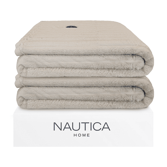 Pack 2 Mantas de cama Nautica Home Jacquard Franela ultrasuave 127x178cm