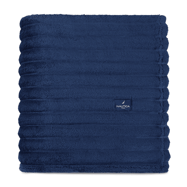 Manta de cama Nautica Home Jacquard Franela ultrasuave 127x178cm azul