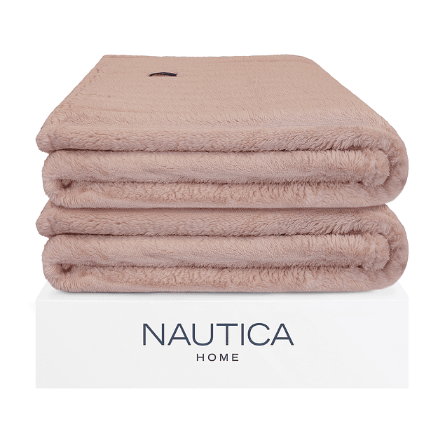 Pack 2 Mantas de cama Nautica Home Jacquard Franela ultrasuave 127x178cm rosa