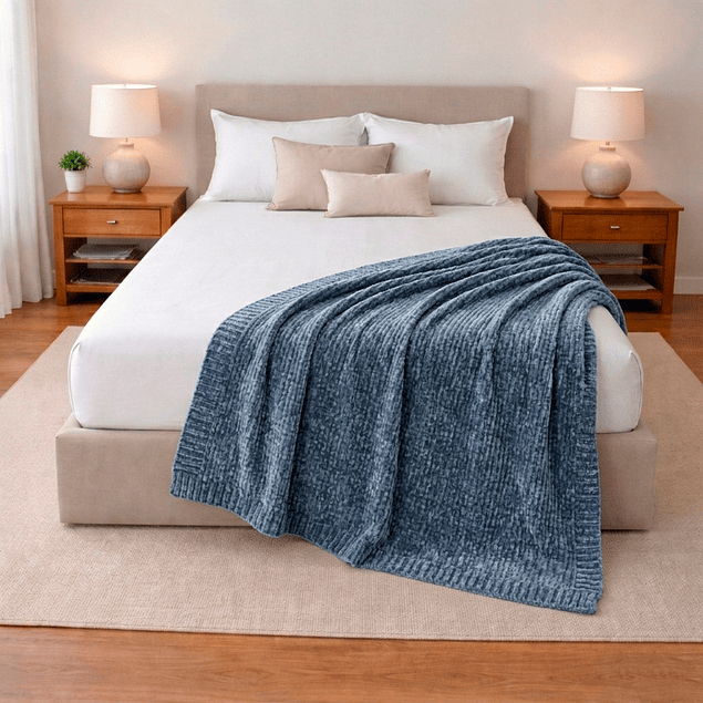 Manta de Cama Nautica Home Shiny suavidad de lujo 127x152cm azul