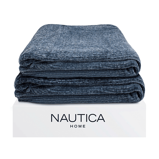 Pack 2 Mantas de Cama Nautica Home Shiny suavidad de lujo 127x152cm azul