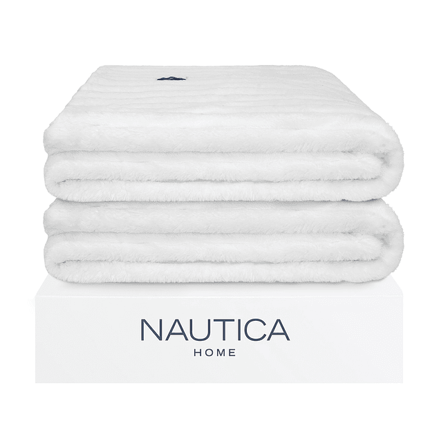 Pack 2 Mantas de cama Nautica Home Jacquard Franela ultrasuave 127x178cm blanca