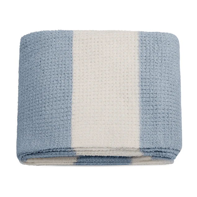 Manta de franela Nautica 127x152 Waffle cama sofá suavidad superior celeste