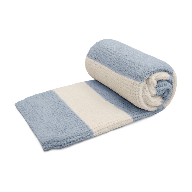 Manta de franela Nautica 127x152 Waffle cama sofá suavidad superior celeste