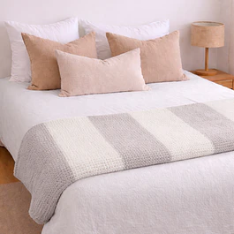 Manta de franela Nautica 127x152 Waffle cama sofá suavidad superior taupe