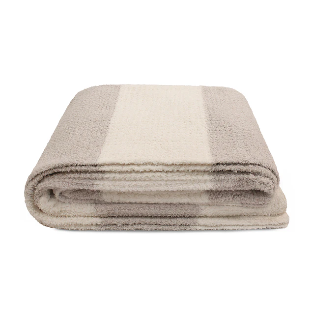 Manta de franela Nautica 127x152 Waffle cama sofá suavidad superior taupe