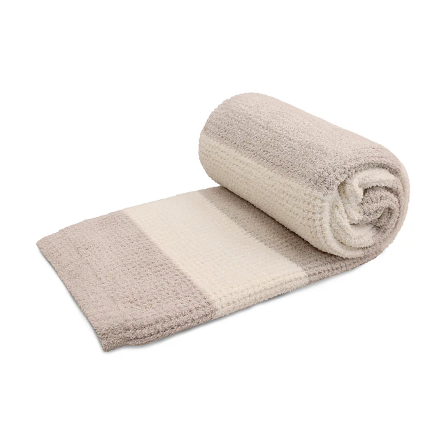 Manta de franela Nautica 127x152 Waffle cama sofá suavidad superior taupe
