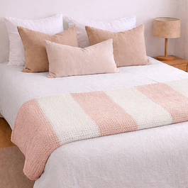 Manta de franela Nautica 127x152 Waffle cama sofá suavidad superior rosa