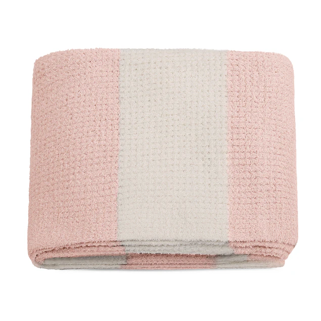 Manta de franela Nautica 127x152 Waffle cama sofá suavidad superior rosa