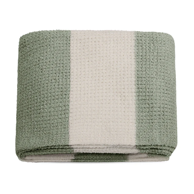 Manta de franela Nautica 127x152 Waffle cama sofá suavidad superior verde