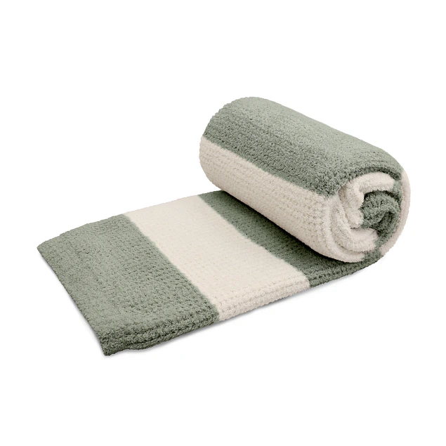 Manta de franela Nautica 127x152 Waffle cama sofá suavidad superior verde