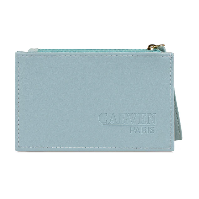 Tarjetero billetera mujer con monedero Suny celeste Carven Paris