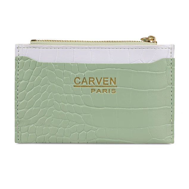 Billetera tarjetero mujer con monedero Zoe verde Carven