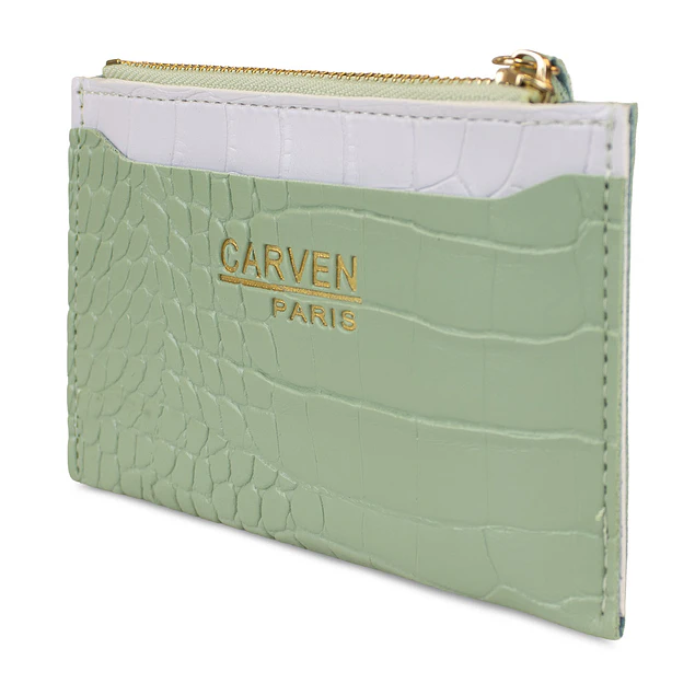 Billetera tarjetero mujer con monedero Zoe verde Carven