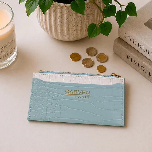 Billetera tarjetero mujer con monedero Zoe azul Carven