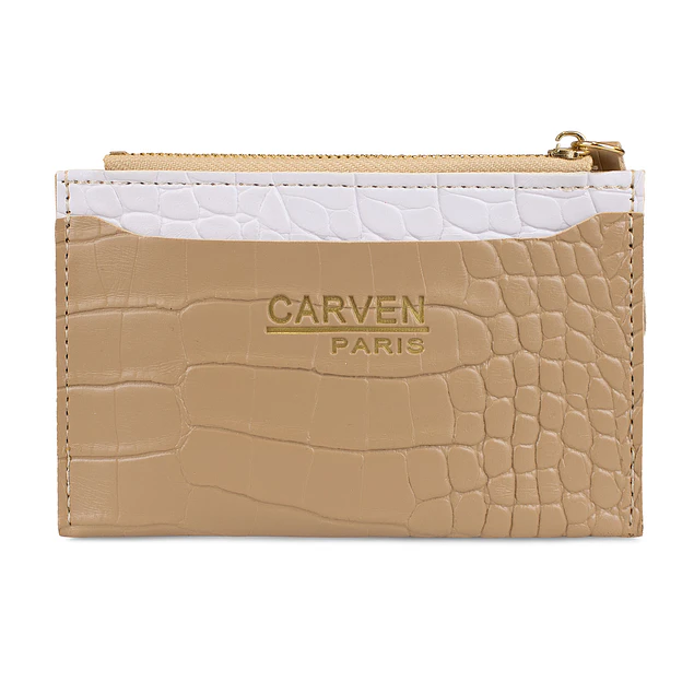 Billetera tarjetero mujer con monedero Zoe café claro Carven