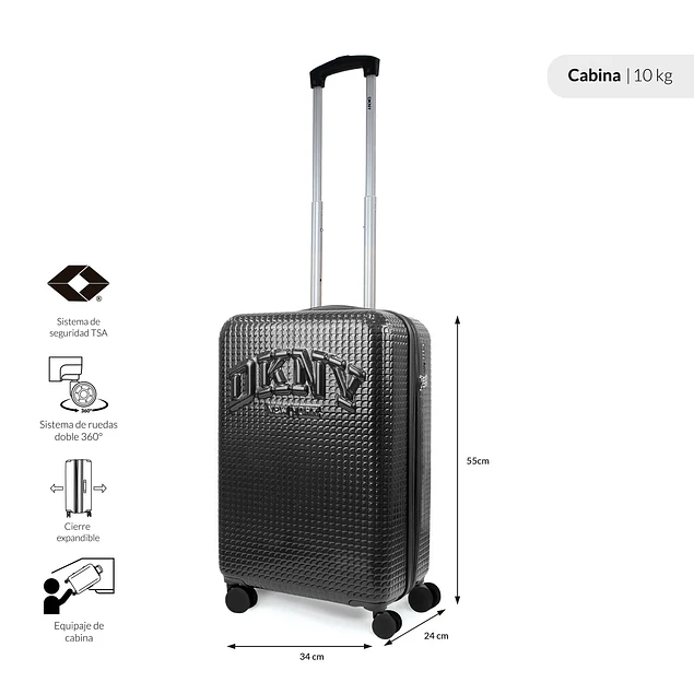 Maleta de Cabina Donna Karan Hot Town 10k negra DKNY