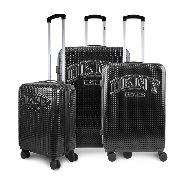 Set 3 Maletas Donna Karan Hot Town Cabina Mediana Grande negras