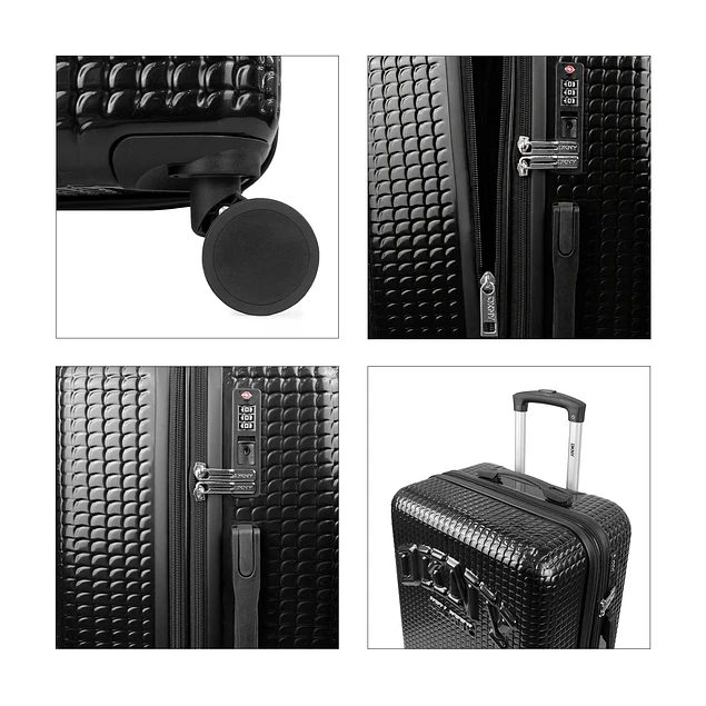 Set 3 Maletas Donna Karan Hot Town Cabina Mediana Grande negras