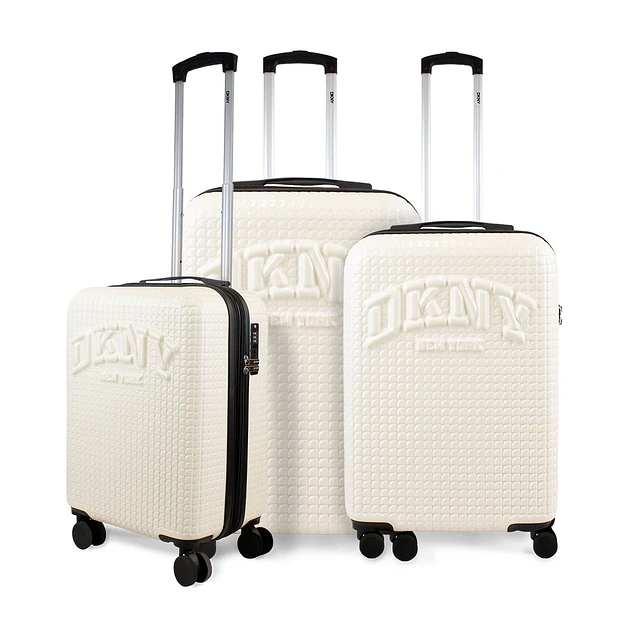 Set 3 Maletas Donna Karan Hot Town Cabina Mediana Grande blancas