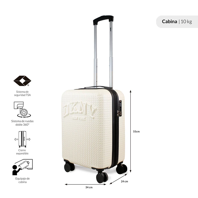 Set 3 Maletas Donna Karan Hot Town Cabina Mediana Grande blancas