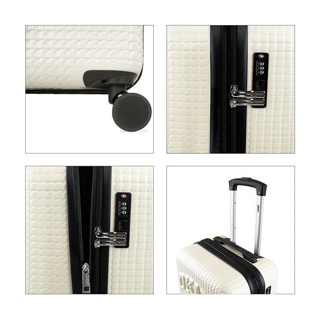 Pack 2 Maletas Donna Karan Hot Town S 10k + L 23k blanca DKNY
