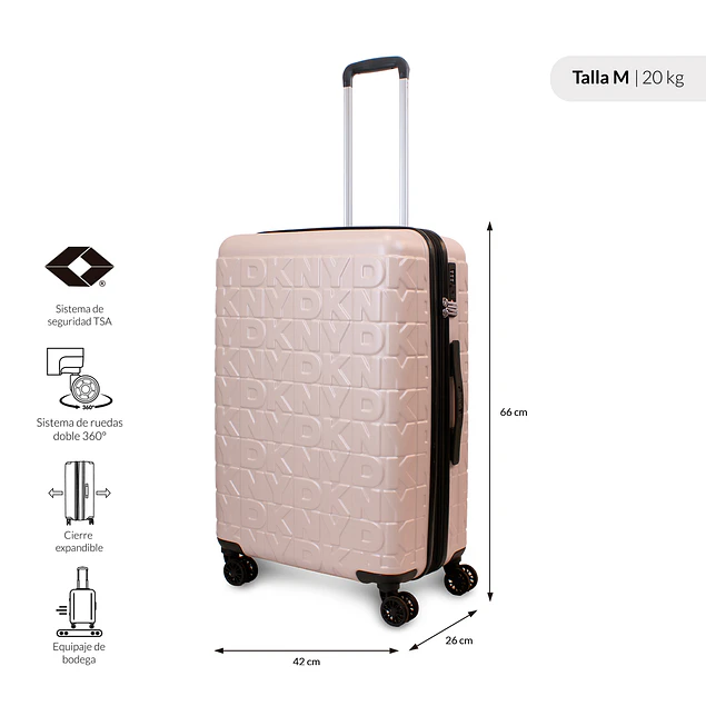 Set 3 Maletas Donna Karan Meghan Cabina Mediana Grande rosada