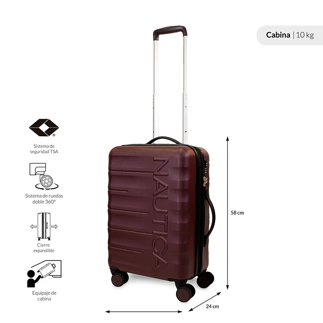 Maleta cabina Ibiza S 10kg burdeo Nautica
