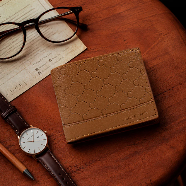 Billetera hombre Lucca café con monedero Carven Paris