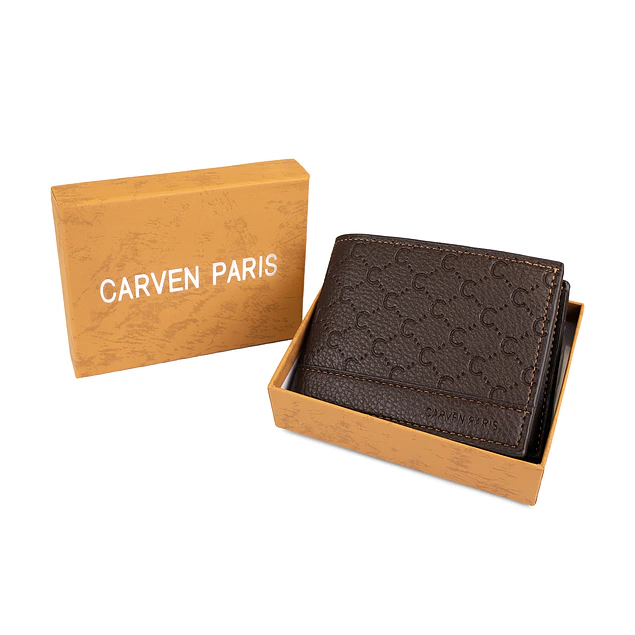 Billetera hombre Lucca café con monedero oscuro Carven Paris