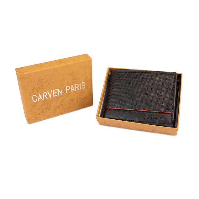 Billetera hombre Gino negra con monedero Carven Paris