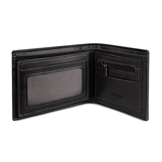 Billetera hombre Gino negra con monedero Carven Paris