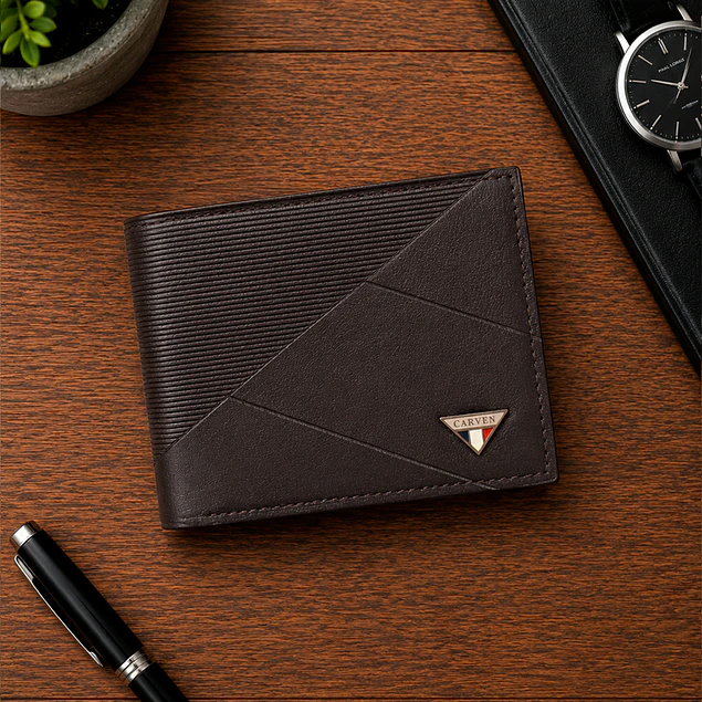 Billetera hombre Enzo café oscuro con monedero Carven Paris