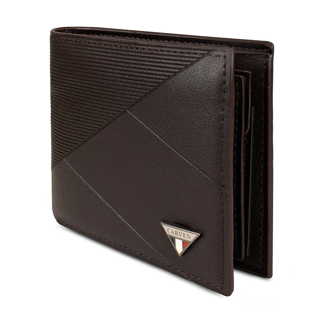 Billetera hombre Enzo café oscuro con monedero Carven Paris