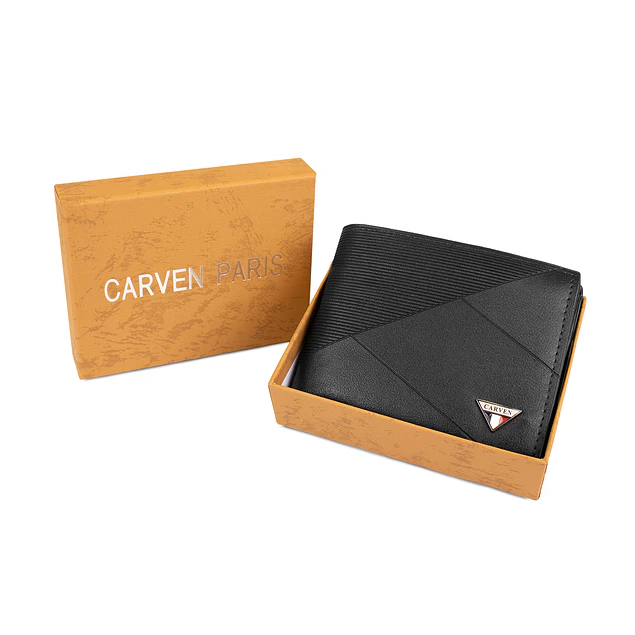 Billetera hombre Enzo negra con monedero Carven Paris