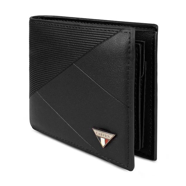 Billetera hombre Enzo negra con monedero Carven Paris