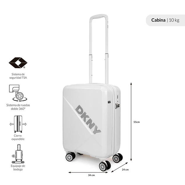 Maleta cabina 10kg Donna Karan Your Call blanca DKNY