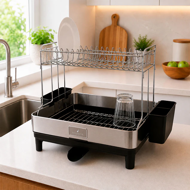Secaplatos Escurridor de Loza Acero Inoxidable 2 niveles cocina Nautica Home