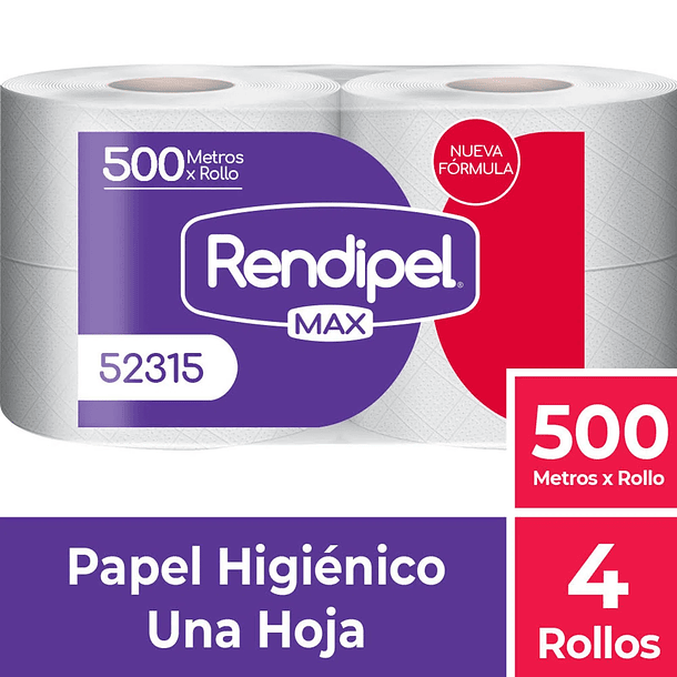 Papel Higiénico Rendipel 500 mts x 4 rollos