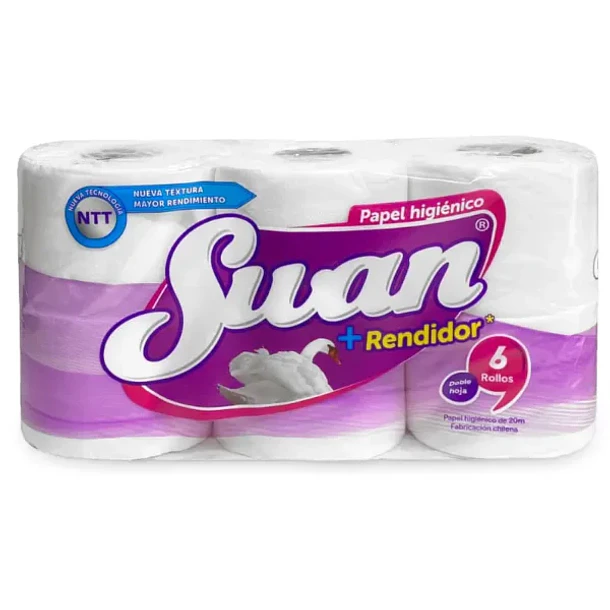 Papel Higiénico Swan Rendidor 20 mts x 6 rollos paquete x 8