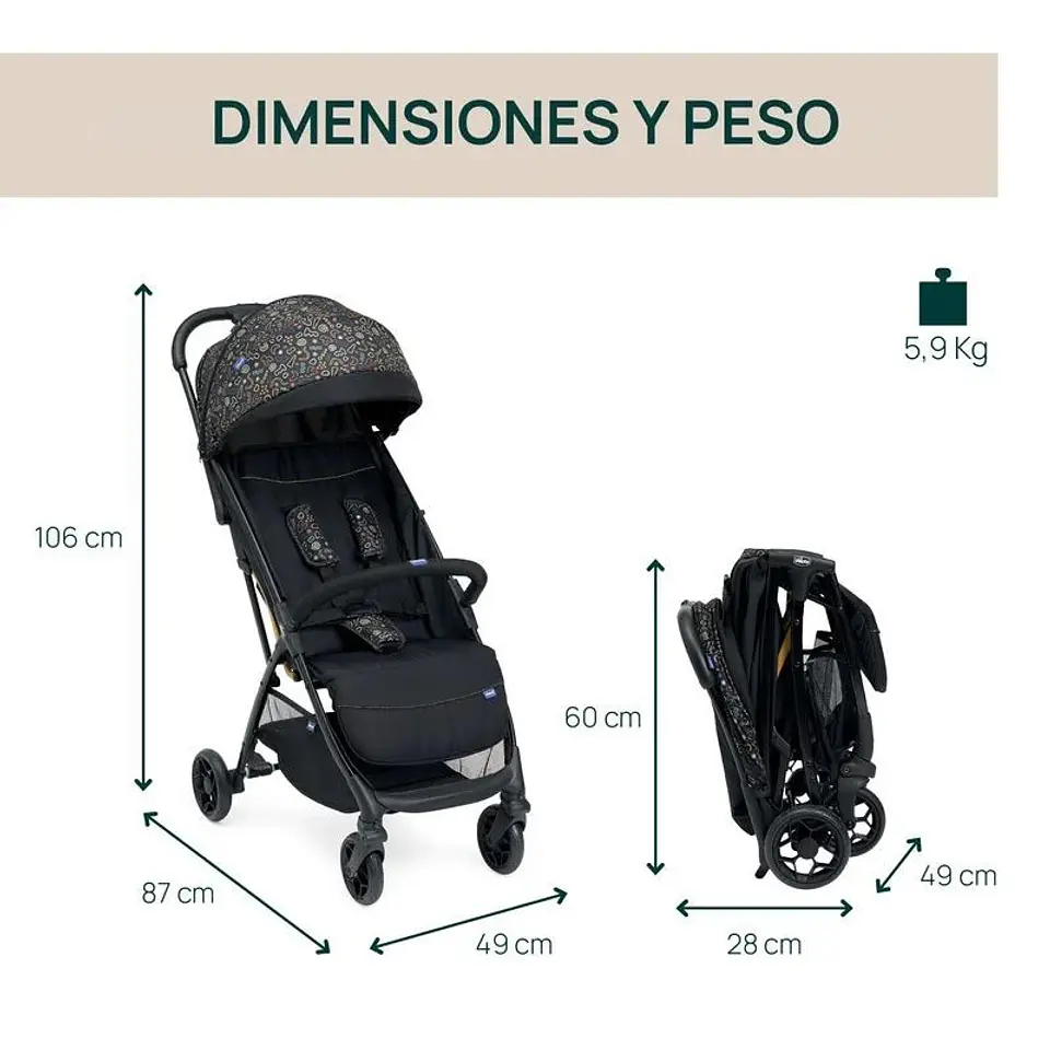 Coche CHICCO Compacto Glee Playful Cierre Automático Black Producto nuevo sellado 2