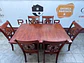 Comedor clásico extensible en madera Rubberwood sólido y tapiz PU negro - Miniatura 2