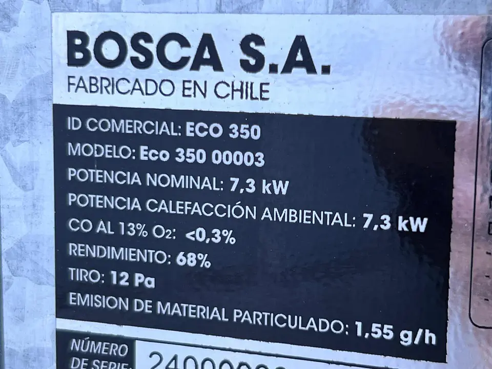 Estufa a leña BOSCA ECO 350 NUEVA EN CAJA ORIGINAL SIN USO SIN DETALLES  5