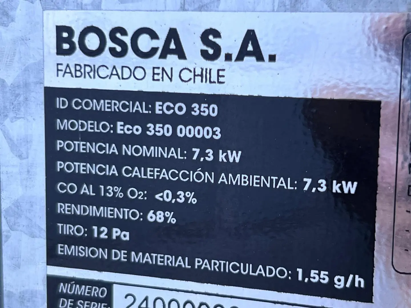 Estufa a leña BOSCA ECO 350 NUEVA EN CAJA ORIGINAL SIN USO SIN DETALLES  4