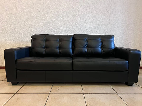 Sofá Rosen Cuero natural Modelo Manet 3 cuerpos 210x88x92cm Negro 