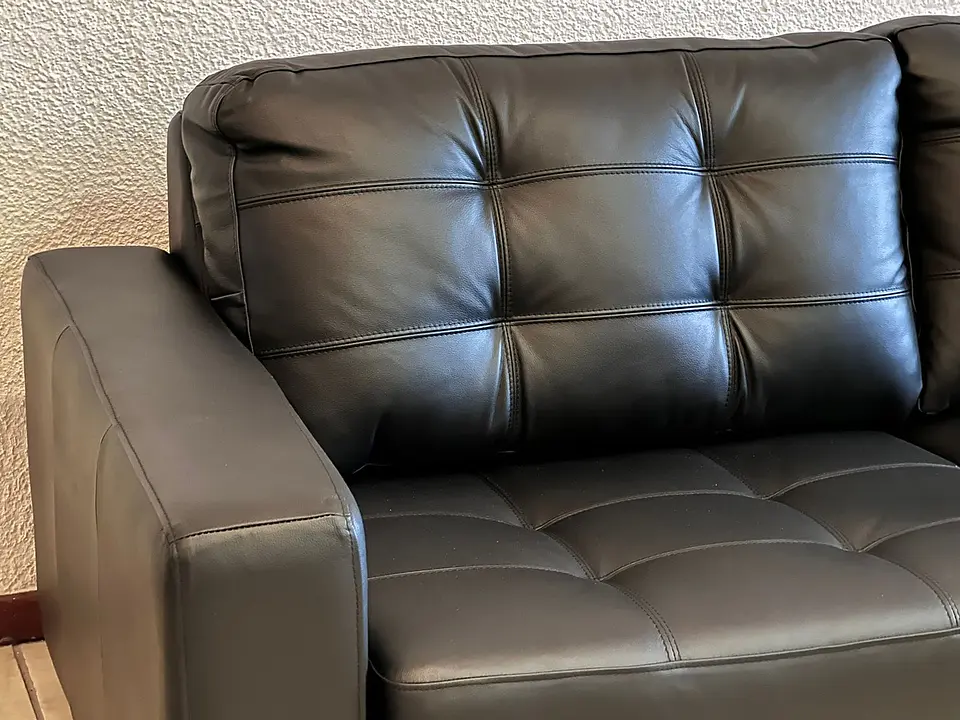 Sofá Rosen Cuero natural Modelo Manet 3 cuerpos 210x88x92cm Negro  3